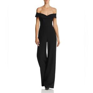 Black Halo Yoli Off-the-Shoulder Wide Leg Jumpsuit 4 Tailored Sophisticated Chic